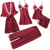 Luxury Satin Lace-Trimmed Sleepwear Set (5 Pieces)