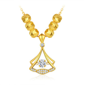 24K Gold Ginkgo Leaf Pendant Necklace