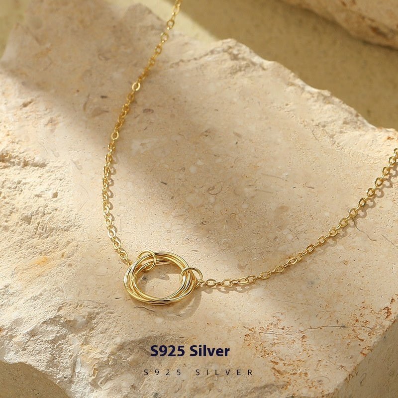 S925 Silver Minimalist Openwork Circle Under Banyan Tree Women's All-match Fashion Ring Necklace