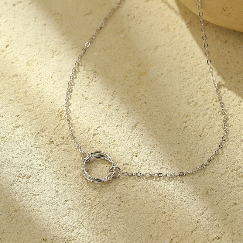 S925 Silver Minimalist Openwork Circle Under Banyan Tree Women's All-match Fashion Ring Necklace